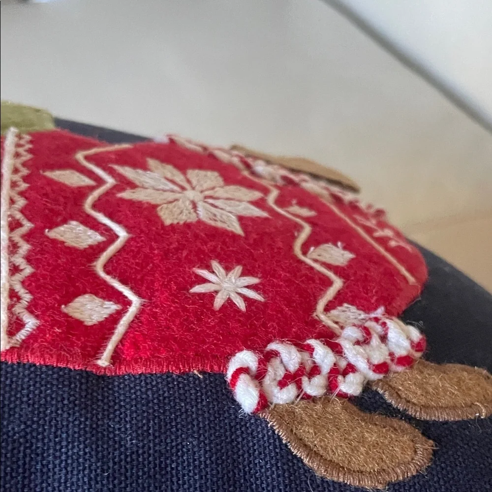 Holiday Dachshund Pillow with Gift - Navy and Red